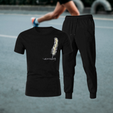 Men’s Gym Tracksuit Black Set | T-Shirt & Trouser for Fitness, Training & Workout Wear (Size L)