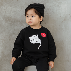 Black Cat Printed Kids Winter Tracksuit | Cozy Fleece Sweatshirt & Trouser Set for Boys & Girls (Baby to 2XL)