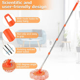 Long-Handle Telescopic Cleaning Mop – 360° Rotating Microfiber Dust Mop with Detachable Head