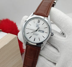 Luxury Black Analog Men Watch – Leather Strap (Carrera Style)