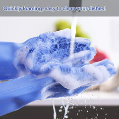 Silicone Dishwashing & Cleaning Pair Gloves – Reusable Heat Resistant Scrubber Gloves for Kitchen, Bathroom & Household Cleaning