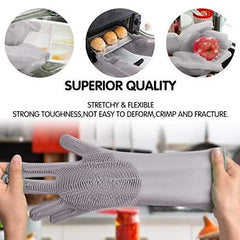 Silicone Dishwashing & Cleaning Pair Gloves – Reusable Heat Resistant Scrubber Gloves for Kitchen, Bathroom & Household Cleaning