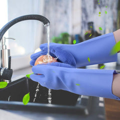 Silicone Dishwashing & Cleaning Pair Gloves – Reusable Heat Resistant Scrubber Gloves for Kitchen, Bathroom & Household Cleaning