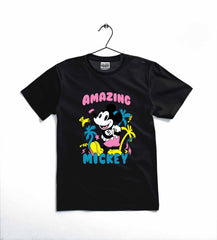 Amazing Mickey Printed T-Shirt for Kids ~ 12-18 Months (Black)