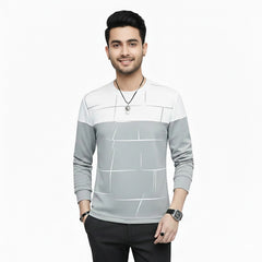 Men’s Full Sleeve Lining Print T-Shirt | Premium Quality Casual Wear – Comfortable & Easy Wash (Large)