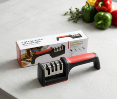 3-Stage Knife Sharpener – Professional Manual Kitchen Sharpening Tool | Non-Slip & Ergonomic Grip