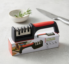3-Stage Knife Sharpener – Professional Manual Kitchen Sharpening Tool | Non-Slip & Ergonomic Grip